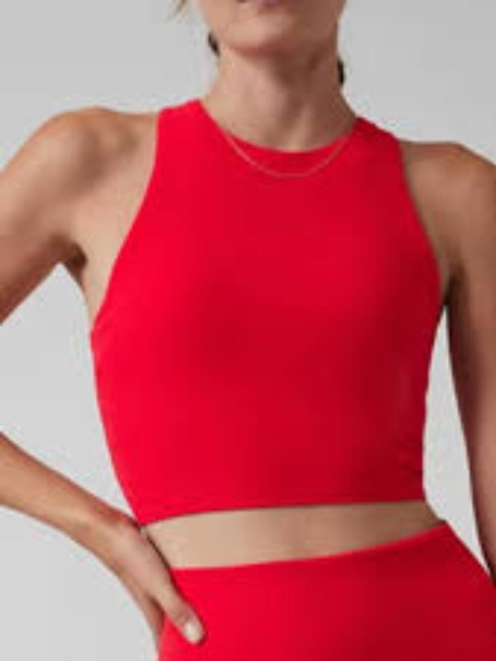 Athleta Conscious Crop Top Size 2X Orange / Red Racerback Built in Sports Bra